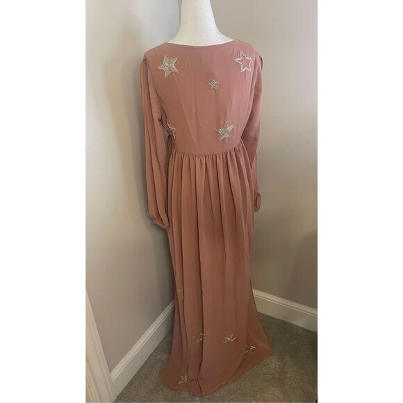 Chaser Women's S Pink Beaded Star Maxi Dress V-Neck Party‎ Cocktail - Picture 5 of 9